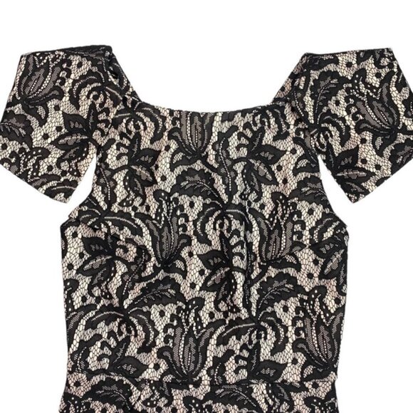 TOPSHOP Black Lace Floral Mini Dress Size  2 - Picture 3 of 7